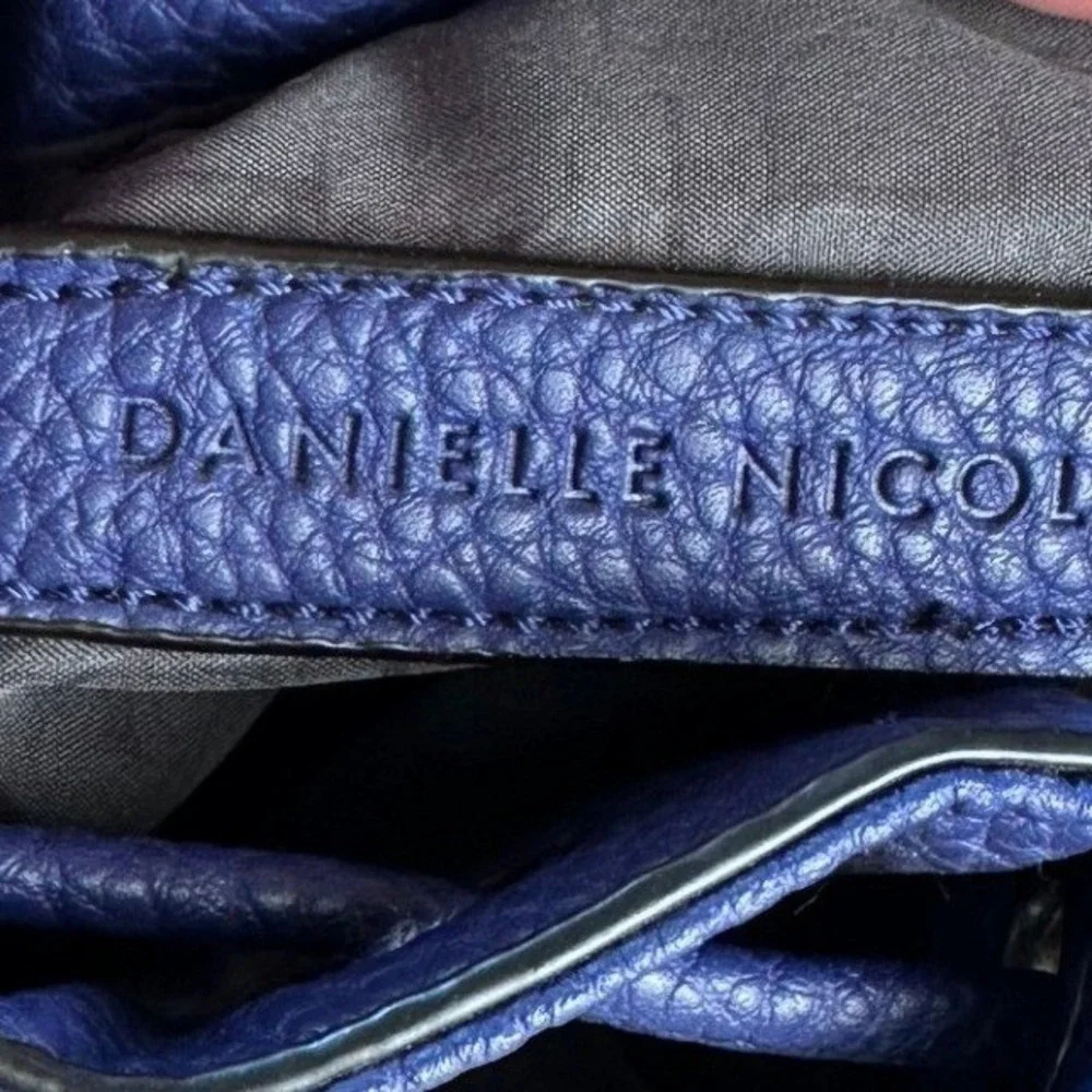 Danielle Nicole Blue Pebble Vegan PU Lthr Mini Drawstring Bucket Crossbody Bag - Picture 8 of 13